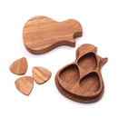 3 Pcs Wooden Guitar Picks with Case Wood Picks for Acoustic Electric Guitars Bass Ukulele Musical Instrument Tool