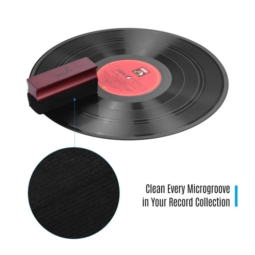 Soft Velvet Record Cleaner Cleaning Brush with Wooden Handle for Vinyl Records Cleaning Supplies