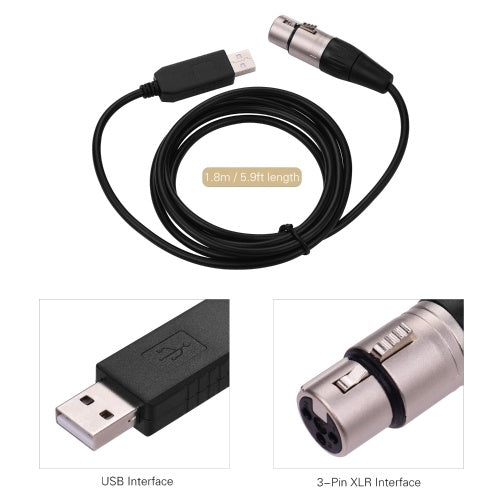 RS485 DMX512 محول كابل USB إلى 3Pin XLR أنثى واجهة الكمبيوتر توصيل أجهزة إضاءة المسرح LED كابل تحكم