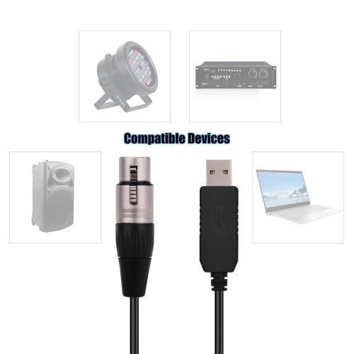 RS485 DMX512 Converter Cable USB to 3Pin XLR Female Interface Computer Connecting Stage Lighting Devices LED Control Cable