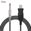 Muslady USB كابل الغيتار واجهة USB ذكر إلى 6.35 مللي متر أحادية ذكر الغيتار الكهربائي محول كابل الغيتار موصل الكمبيوتر الحبل محول الكابلات