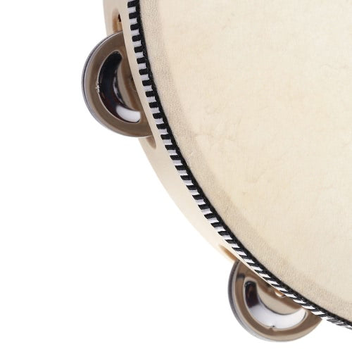 10" Hand Held Tambourine Drum Bell Birch Metal Jingles Percussion