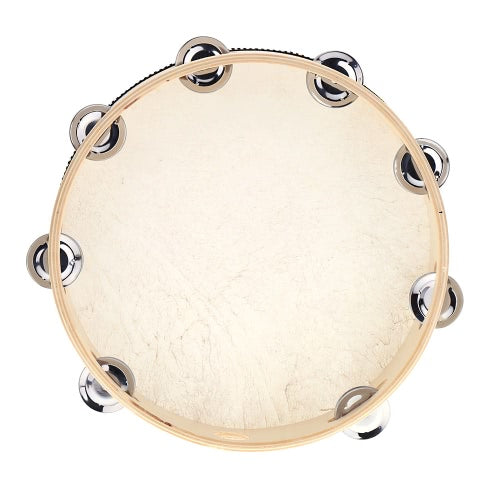 10" Hand Held Tambourine Drum Bell Birch Metal Jingles Percussion