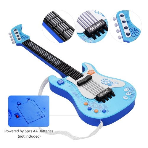 Kids Little Guitar with Rhythm Lights and Sounds Fun Educational Musical Instruments Electric Guitar Toy for Toddlers Children Boys and Girls Blue