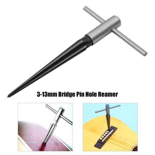 Bridge Pin Hole Reamer Tools T-Handle Tapered 6 Fluted Acoustic Guitar Woodworker Cutting Tool