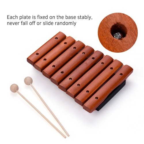 Musical Instrument 8 Notes Wood Xylophone Includes 2 Wooden Mallets