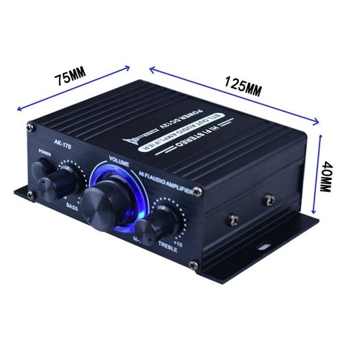 AK170 Mini Audio Power Amplifier Portable Sound Amplifier Speaker Amp for Car and Home