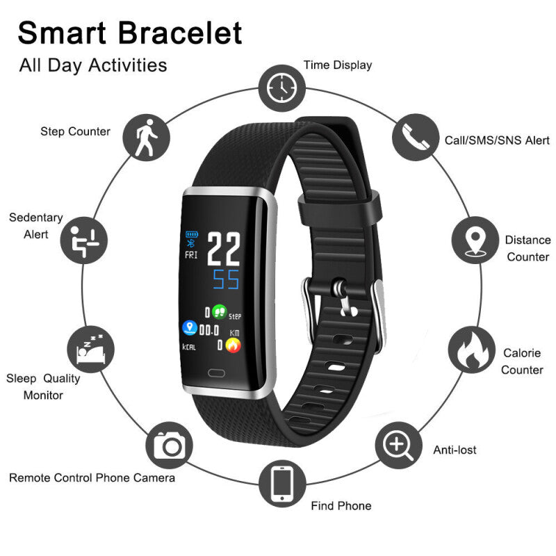 IPX7 Follure Smart Wristband Pedometer - Silver