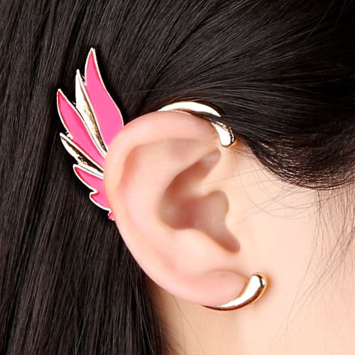 Fashion Alloy Plated Punk Fairy Wing Ear Cuff Clip Hook Stud Earrings Jewelry Accessory