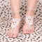 Beige Cotton Thread Crochet Foot Chain Bracelet Anklet Patterns Circles Pearl Beach Barefoot Sandal