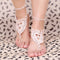 Beige Cotton Thread Crochet Foot Chain Bracelet Anklet Patterns Circles Pearl Beach Barefoot Sandal