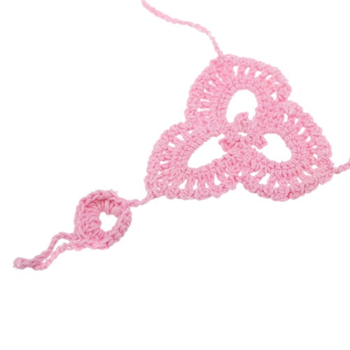 Cotton Thread Crochet Foot Chain Bracelet Anklet Patterns Beach Barefoot Sandal Pink