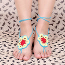 Cotton Thread Crochet Foot Chain Bracelet Anklet Colorful Flower Beach Barefoot Sandal 2#