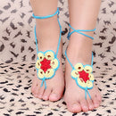 Cotton Thread Crochet Foot Chain Bracelet Anklet Colorful Flower Beach Barefoot Sandal 2#