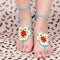 Cotton Thread Crochet Foot Chain Bracelet Anklet Colorful Flower Beach Barefoot Sandal 2#