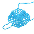 Blue Cotton Thread Crochet Foot Chain Bracelet Anklet Netlike Pattern Beach Barefoot Sandal