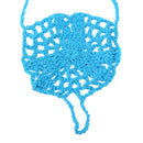 Blue Cotton Thread Crochet Foot Chain Bracelet Anklet Netlike Pattern Beach Barefoot Sandal