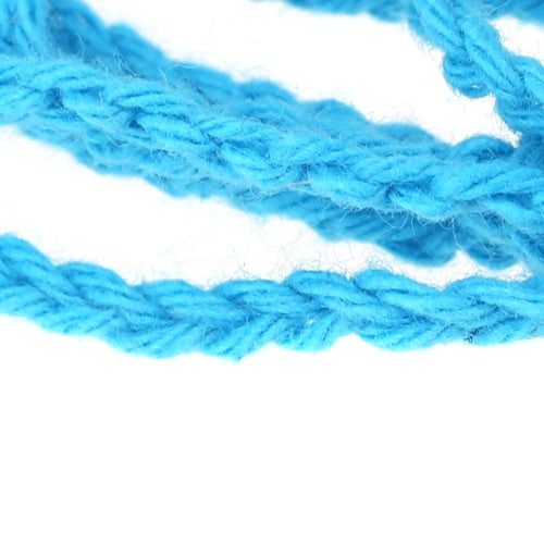 Blue Cotton Thread Crochet Foot Chain Bracelet Anklet Netlike Pattern Beach Barefoot Sandal