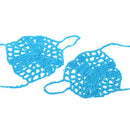 Blue Cotton Thread Crochet Foot Chain Bracelet Anklet Netlike Pattern Beach Barefoot Sandal