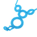 Blue Cotton Thread Crochet Foot Chain Bracelet Anklet Lovely Circles Beach Barefoot Sandal