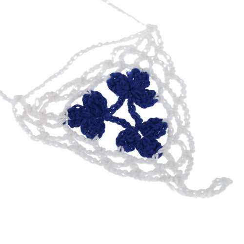 Cotton Thread Crochet Foot Chain Bracelet Anklet Maple Leaf Triangle Beach Barefoot Sandal Blue