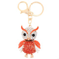 Fashional Jewelry Hollow Alloy Vintage Shinning Rhinestone Owl Pendant Key Ring Key Chain