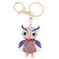 Fashional Jewelry Hollow Alloy Vintage Shinning Rhinestone Owl Pendant Key Ring Key Chain