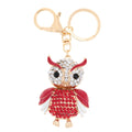 Fashional Jewelry Hollow Alloy Vintage Shinning Rhinestone Owl Pendant Key Ring Key Chain