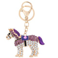 Fashional Jewelry Hollow Shinning Rhinestone Aureate Horse Pendant Key Ring Key Chain