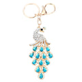 Fashional Jewelry Hollow Shinning Rhinestone Aureate Peafowl Pendant Key Ring Key Chain