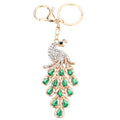 Fashional Jewelry Hollow Shinning Rhinestone Aureate Peafowl Pendant Key Ring Key Chain