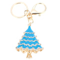 Fashional Jewelry Hollow Shinning Rhinestone Aureate Christmas Tree Pendant Key Ring Key Chain