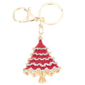 Fashional Jewelry Hollow Shinning Rhinestone Aureate Christmas Tree Pendant Key Ring Key Chain