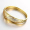 Brass Bangle Bracelet Embedded with AAA Zircon with An Opening & Hexagon Nets Golden & Rose Golden Fashional Accessories for Women