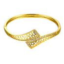 Brass Bangle Bracelet Embedded with AAA Zircon with An Opening & Triangle Nets Golden & Rose Golden Fashional Accessories for Women