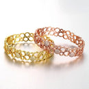 Hollow Brass Bangle Bracelet Embedded with AAA Zircon with An Opening Golden & Rose Golden Fashional Accessories for Women