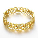 Hollow Brass Bangle Bracelet Embedded with AAA Zircon with An Opening Golden & Rose Golden Fashional Accessories for Women