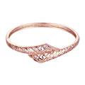 Brass Bangle Bracelet Embedded with AAA Zircon with An Opening & Hollow Lines Golden & Rose Golden Fashional Accessories for Women