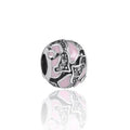 Romacci Pink Rose Enamel Bead S925 Sterling Silver for European Charm Bracelet DIY Women Jewelry