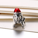 Romacci S925 Sterling Silver Puppy Electroplated Bead Enameled Red for 3mm Lucky Charm Bracelet DIY