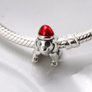 Romacci S925 Sterling Silver Puppy Electroplated Bead Enameled Red for 3mm Lucky Charm Bracelet DIY