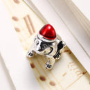 Romacci S925 Sterling Silver Puppy Electroplated Bead Enameled Red for 3mm Lucky Charm Bracelet DIY