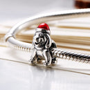 Romacci S925 Sterling Silver Puppy Electroplated Bead Enameled Red for 3mm Lucky Charm Bracelet DIY