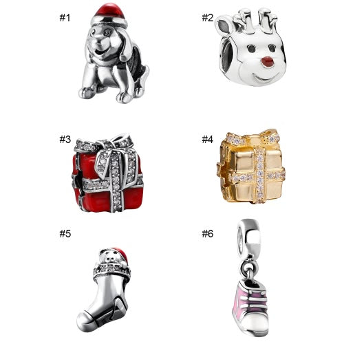 Romacci S925 Sterling Silver Puppy Electroplated Bead Enameled Red for 3mm Lucky Charm Bracelet DIY