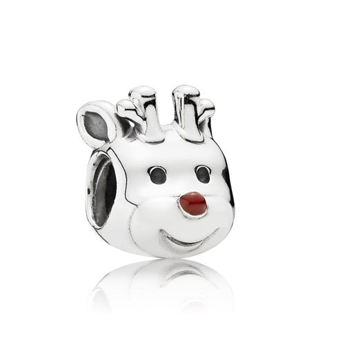 Romacci S925 Sterling Silver Puppy Electroplated Bead Enameled Red for 3mm Lucky Charm Bracelet DIY