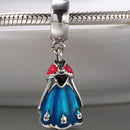 Romacci S925 Sterling Silver Dignified Princess Dress Pendant Bead Enameled for 3mm DIY Lucky Charm Bracelet