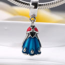 Romacci S925 Sterling Silver Dignified Princess Dress Pendant Bead Enameled for 3mm DIY Lucky Charm Bracelet