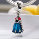 Romacci S925 Sterling Silver Dignified Princess Dress Pendant Bead Enameled for 3mm DIY Lucky Charm Bracelet