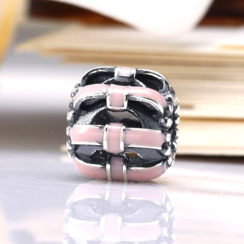 Romacci S925 Sterling Silver Cute Enamel Christmas Charm Bead for DIY Bracelet