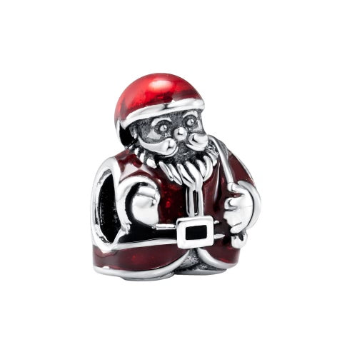 Romacci S925 Sterling Silver Cute Enamel Christmas Charm Bead for DIY Bracelet